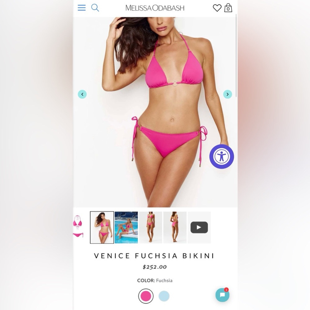 bikini in pink by Mellissa Odabash in size 4. side tie bottom, back/neck tie top - Picture 13 of 13
